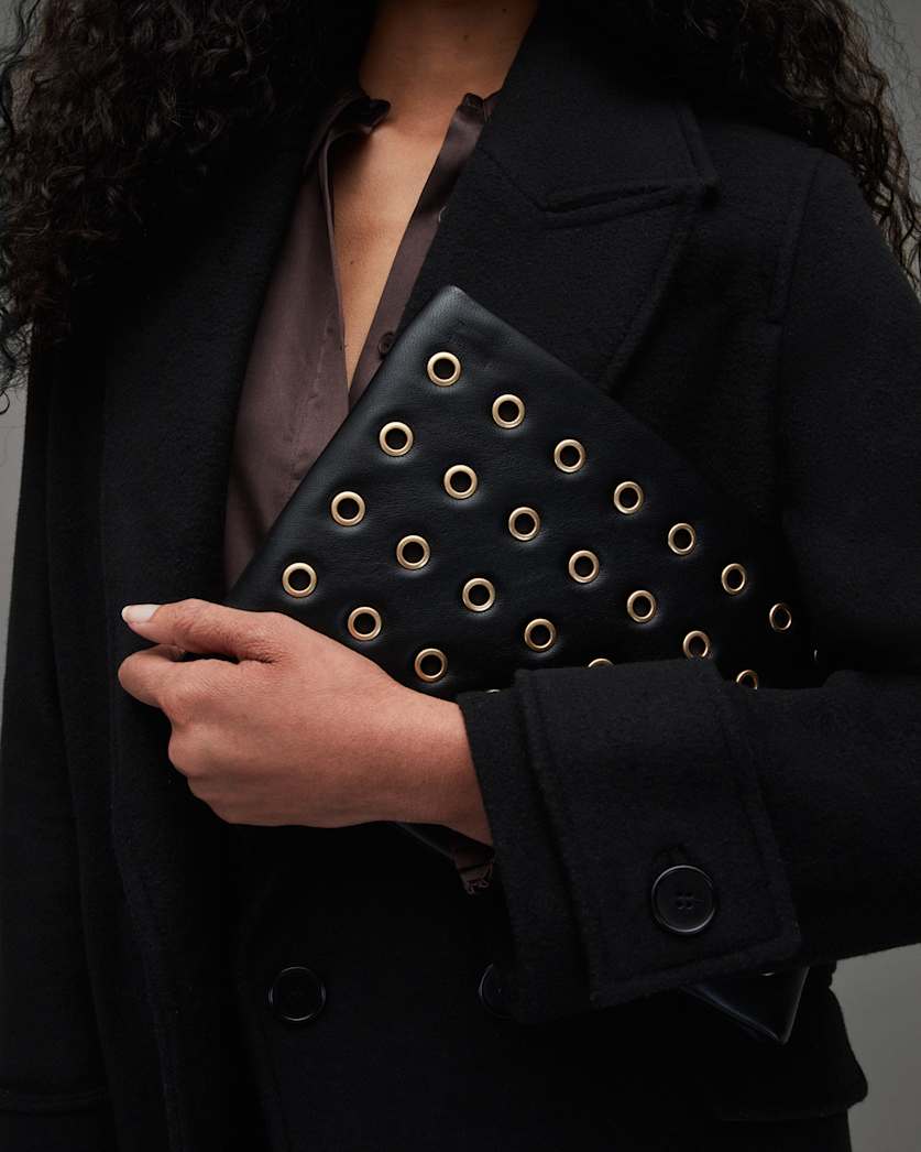Bettina Eyelet Leather Clutch Bag