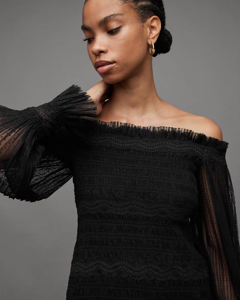 Layla Off-The-Shoulder Shirred Mini Dress