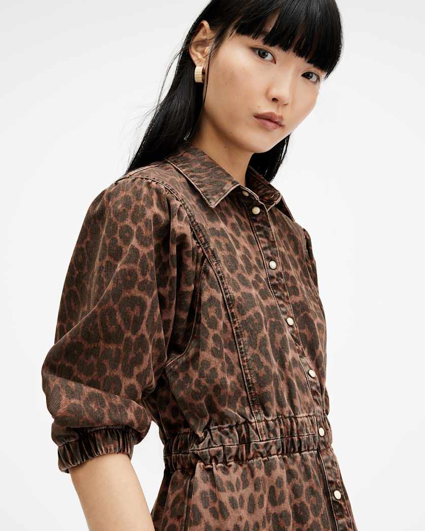 Osa Leopard Print Denim Dress