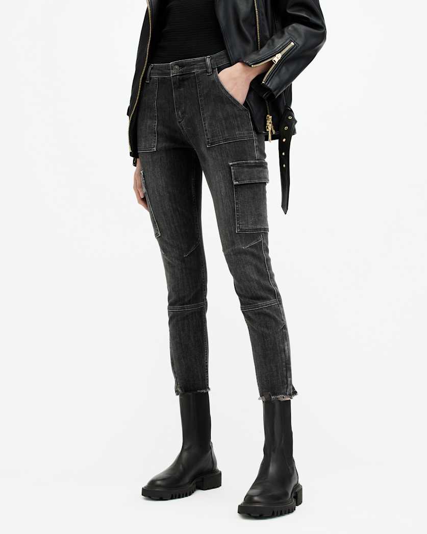 Duran Mid-Rise Skinny Cargo Denim Jeans