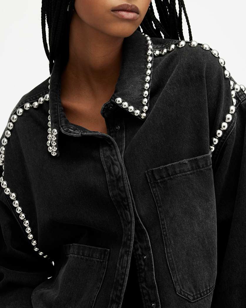 Nicky Studded Denim Shirt Jacket