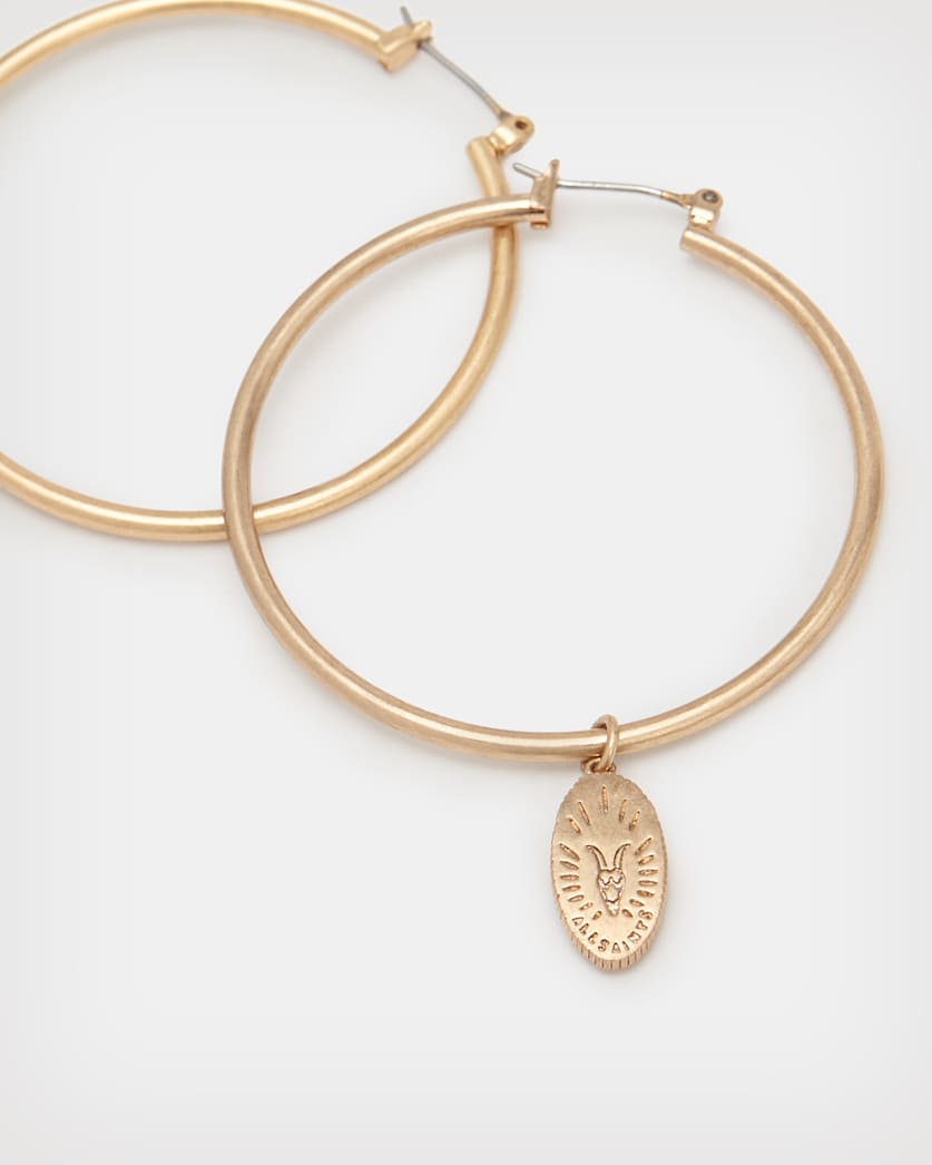 Saint Pendant Large Hoop Earrings