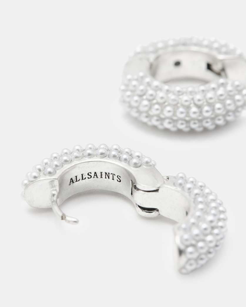 Pearl Chunky Beaded Hoop Earrings