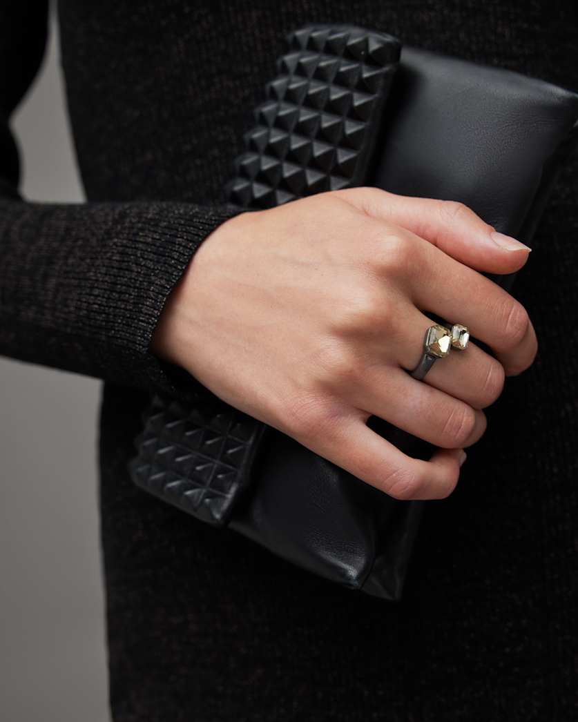 Estela Dark Hematite Double Stone Ring