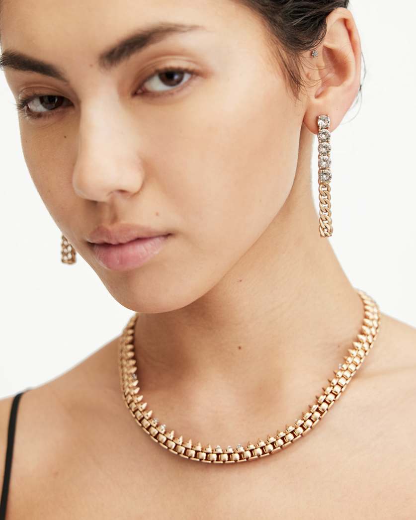 Delmy Crystal Curb Chain Earrings
