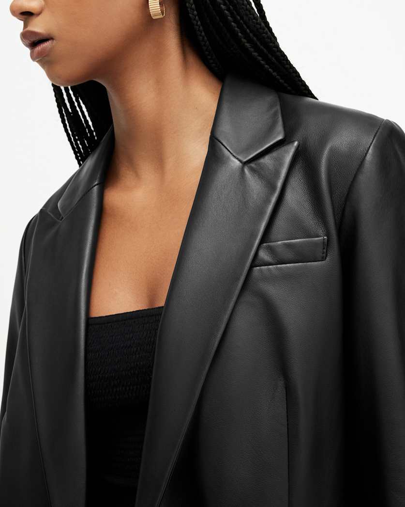 Deri Single Breasted Leather Blazer
