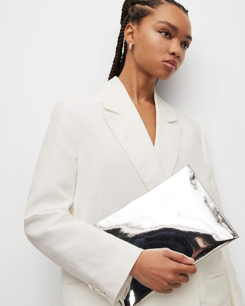 Bettina Metallic Leather Clutch Bag