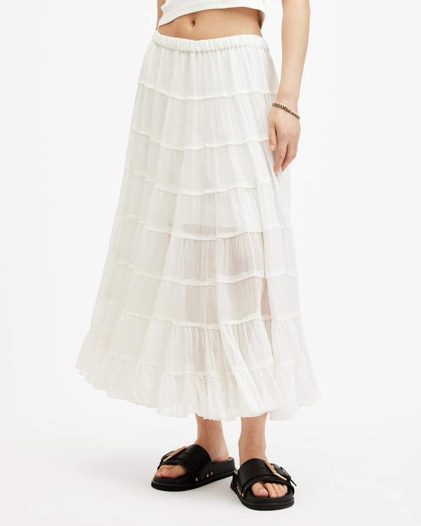 Eva Elasticated Waist Tiered Maxi Skirt