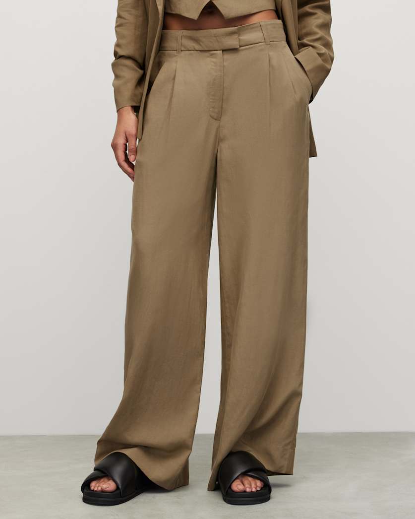 Deri Lyn Linen Blend Wide Leg Trousers