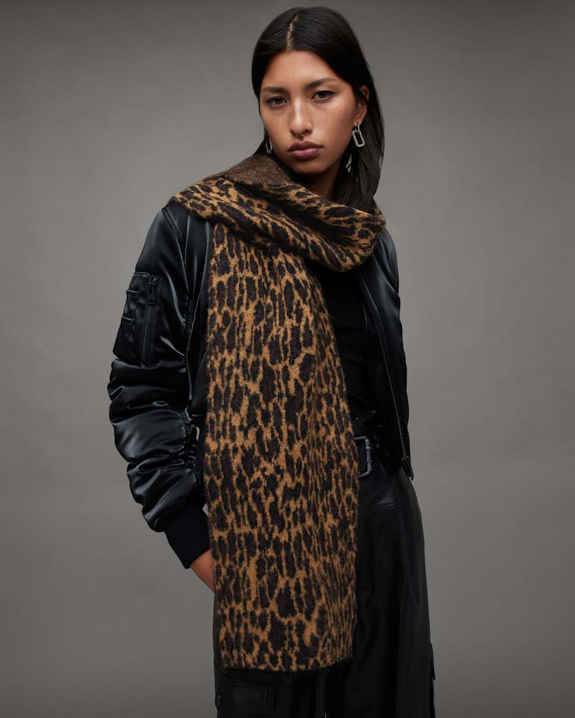Anita Leopard Print Jacquard Scarf