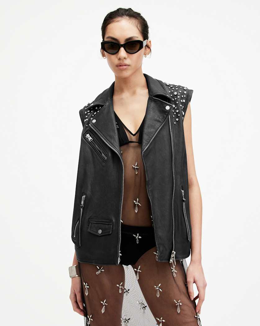Billie Embellished Leather Gilet