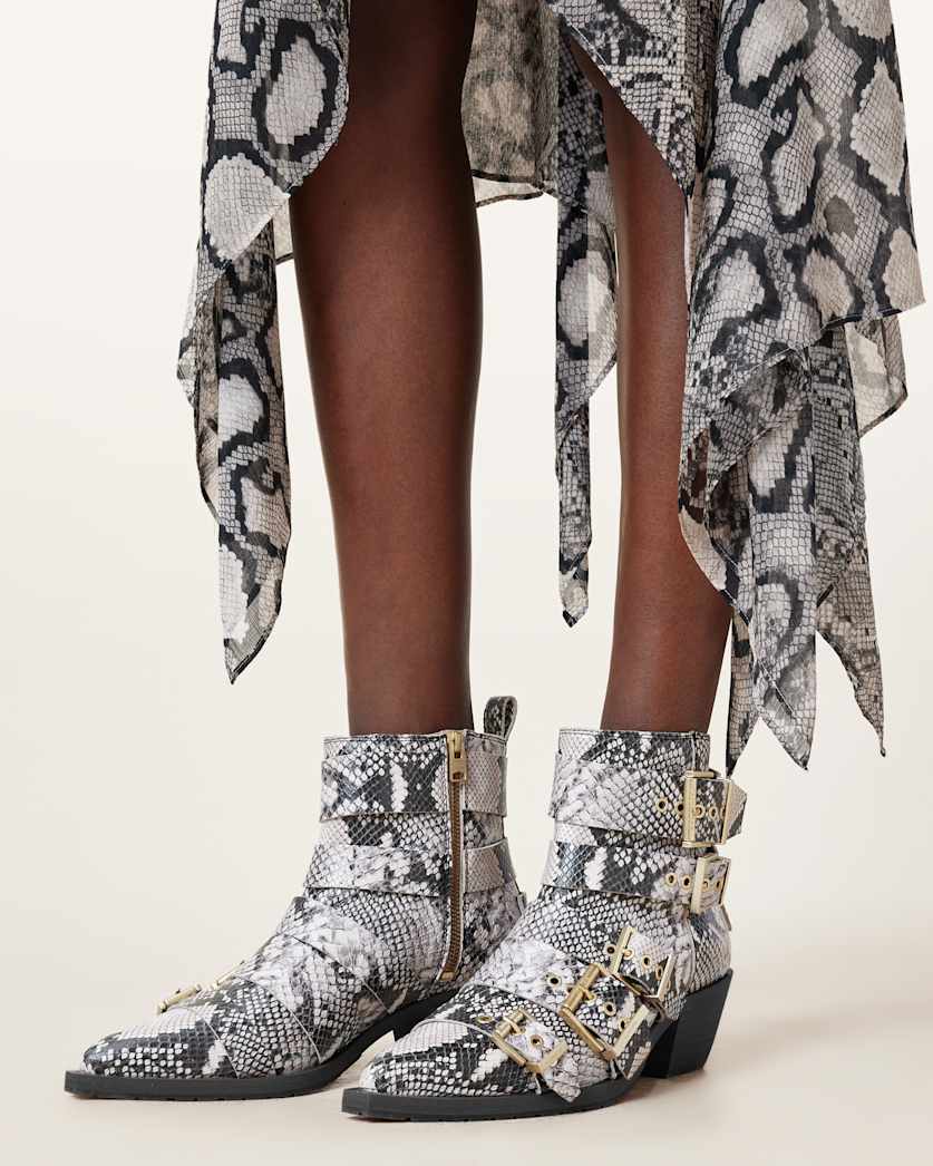 Jane Buckle Pointed Leather Boots