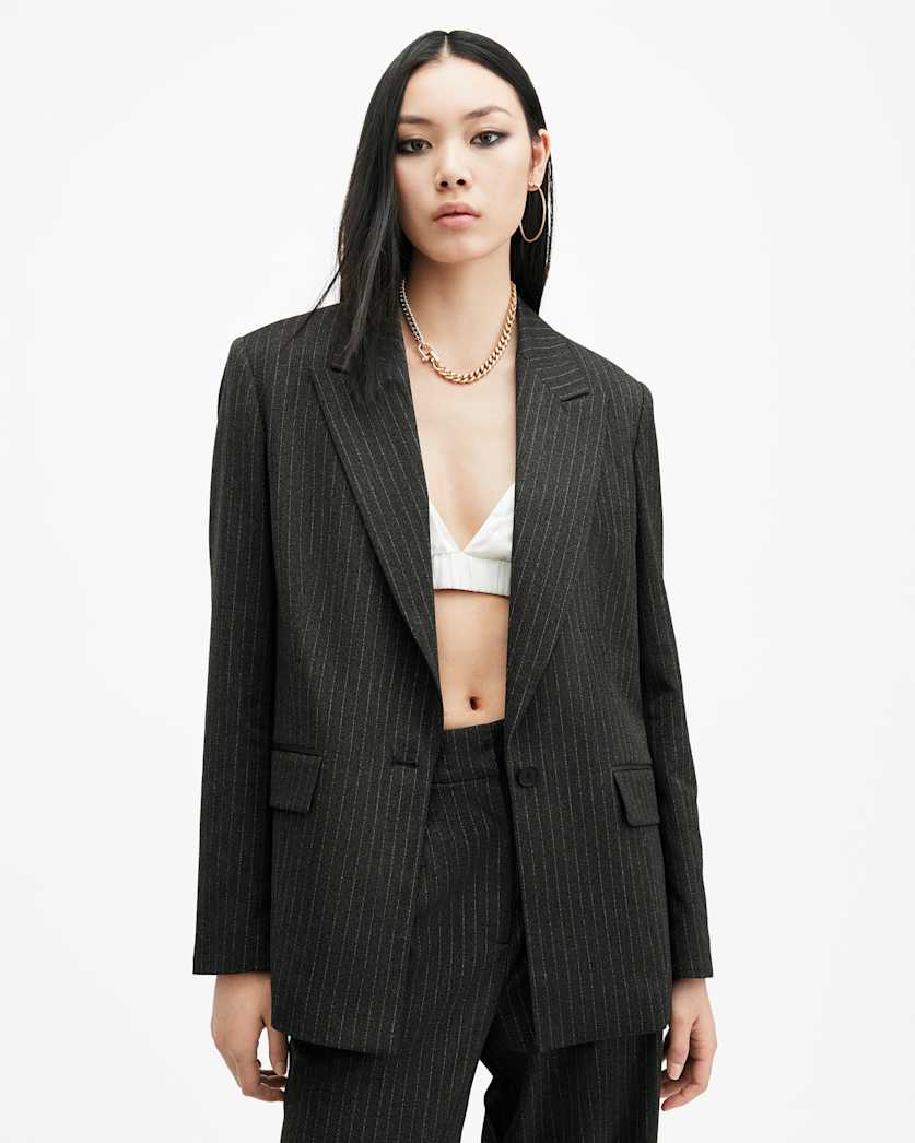 Averie Pinstriped Relaxed Fit Blazer
