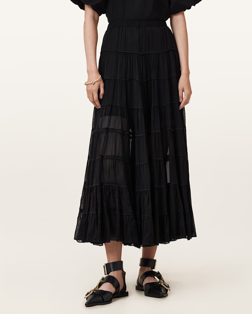 Eva Tiered Midi Skirt