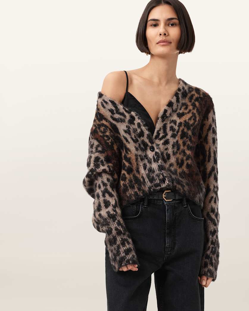 Wick Leopard Jacquard Cropped Cardigan