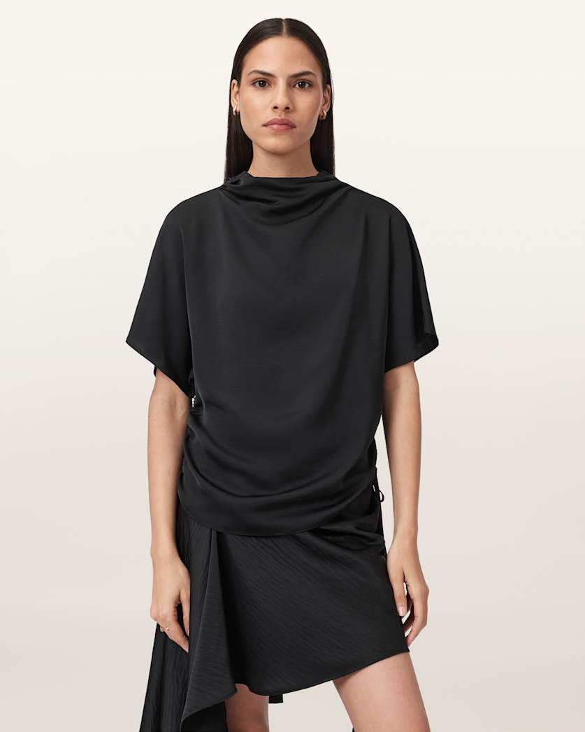 Leslie Satin Short Sleeve Top