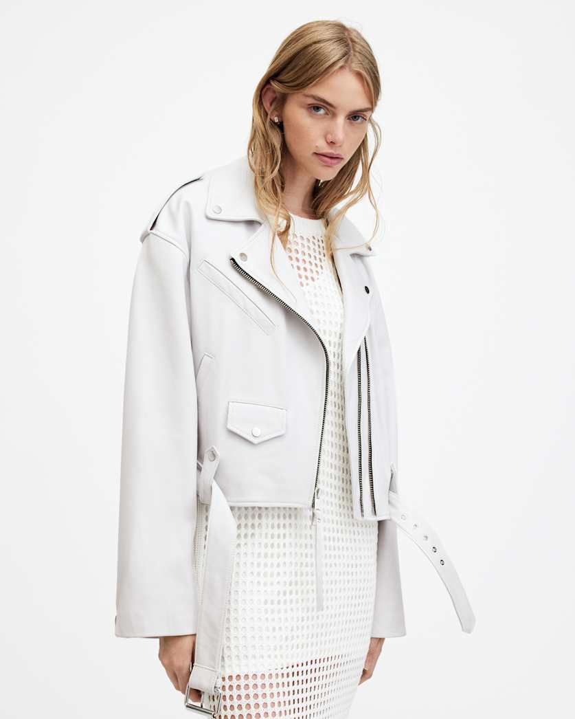 Dayle Oversized Leather Biker Jacket