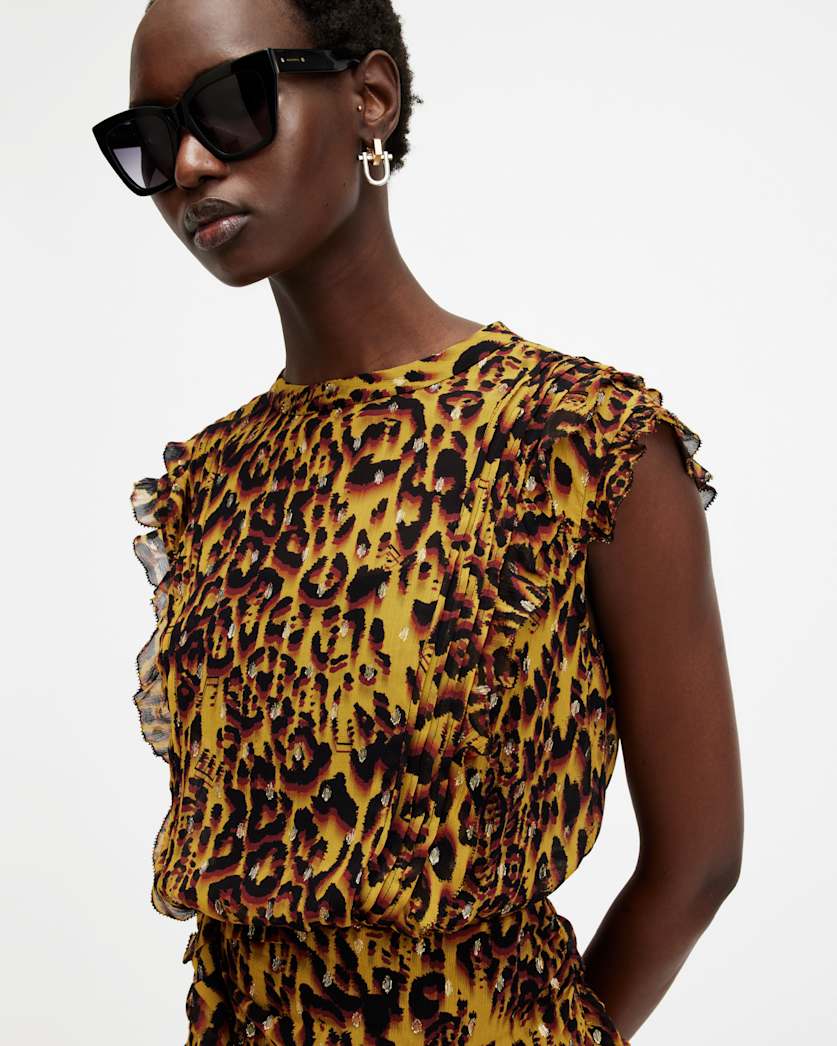 Hali Animal Print Ruffle Mini Dress