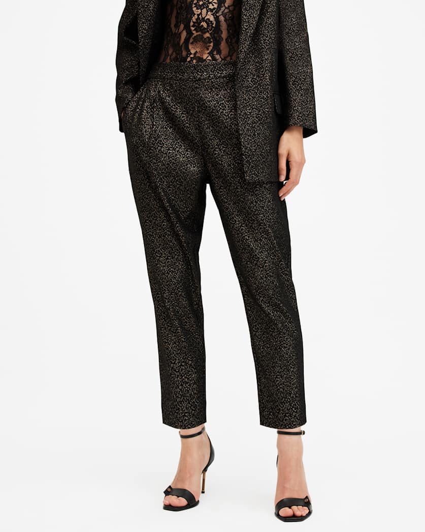 Aleida Leopard Jacquard Shimmer Trousers