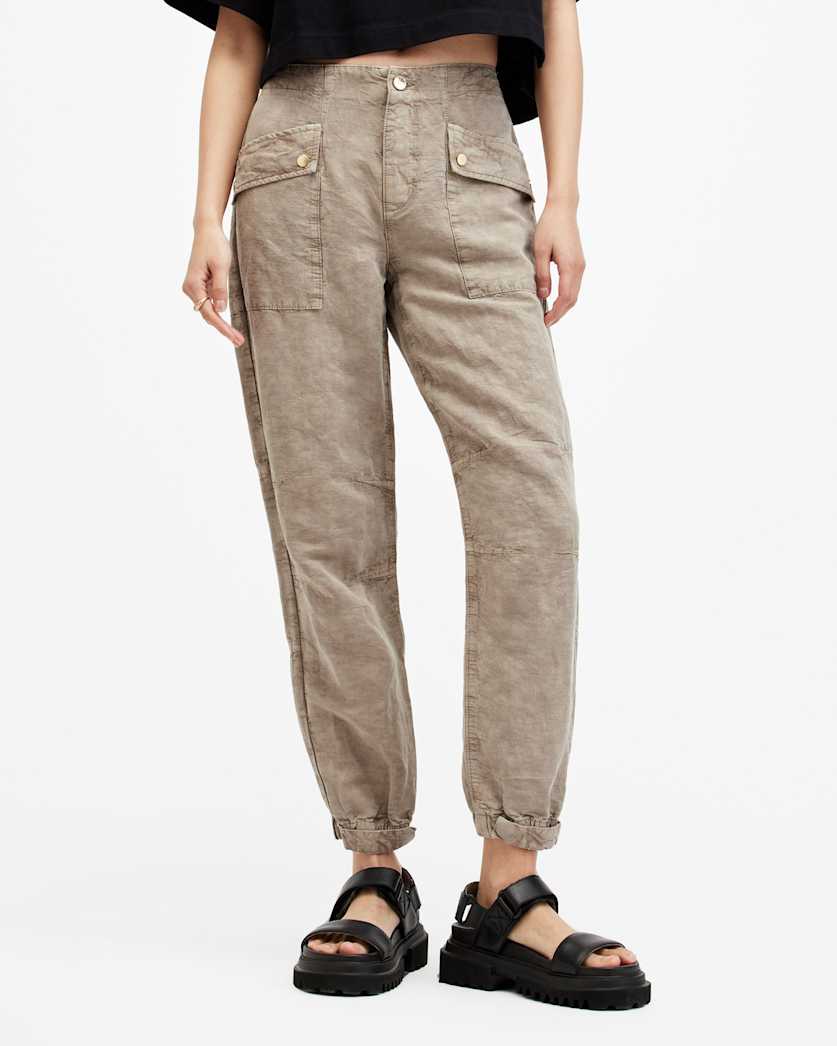 Val Linen Blend Cargo Trousers