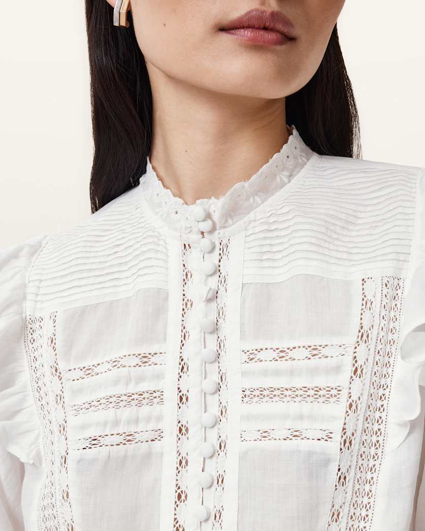 Heather Long Sleeve Lace Trimmed Top