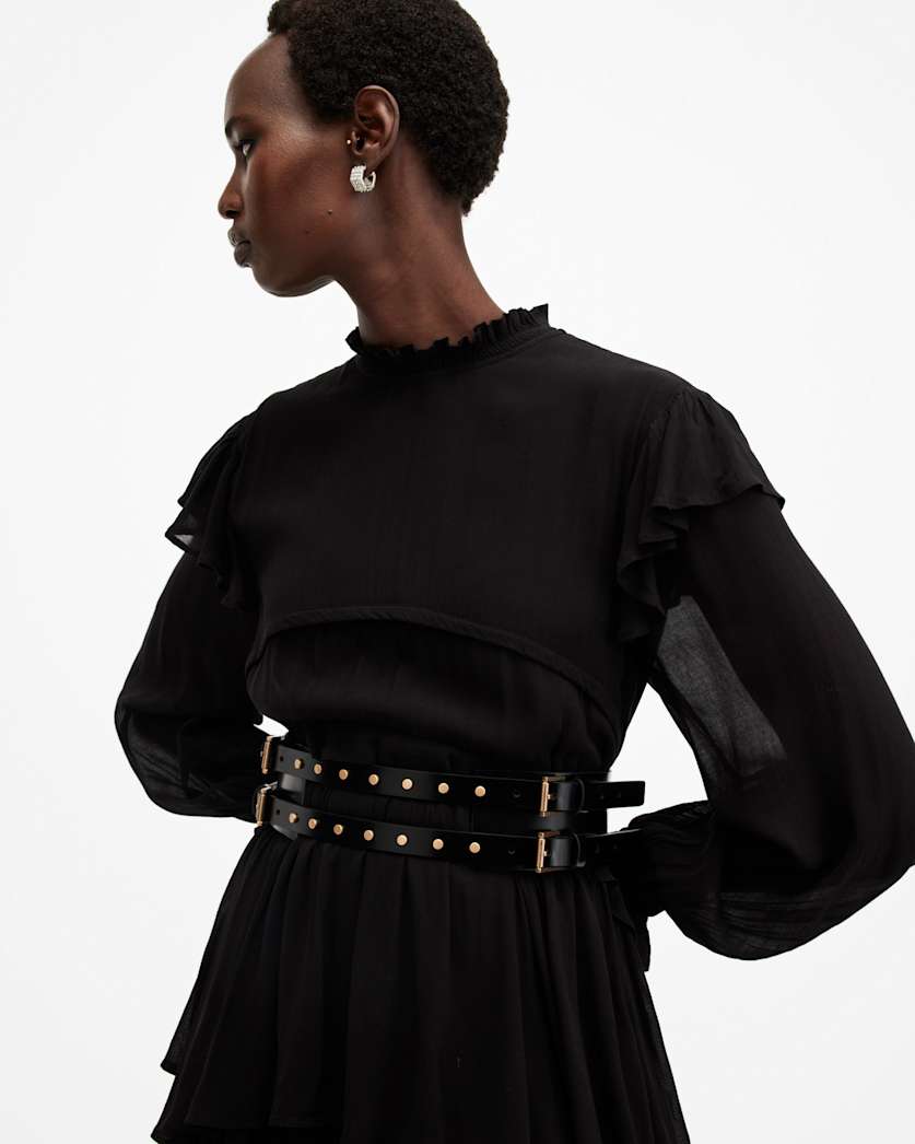 Elodie Double Buckle Leather Waist Belt