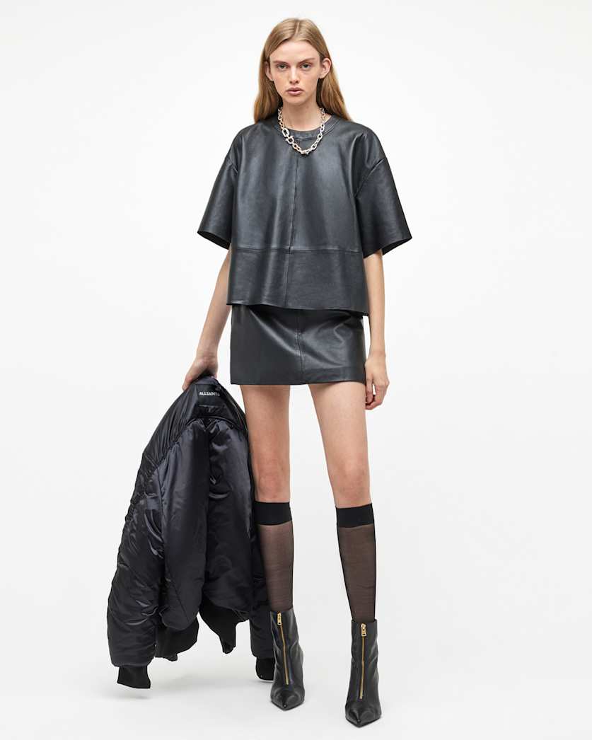 Renai Short Sleeve Leather T-Shirt