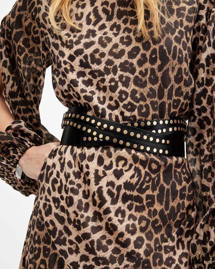 Leonie Wide Studded Leather Belt