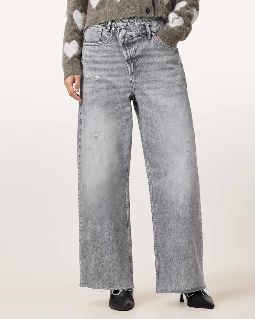 Aki Crossover Wide Leg Denim Jeans