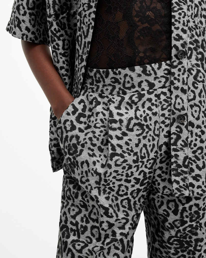 Jemi Leopard Print Metallic Trousers
