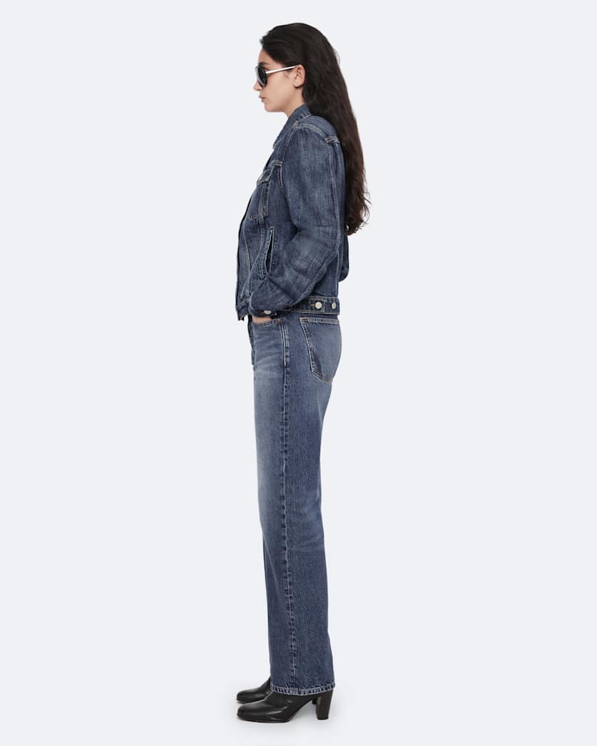 Straight leg mid-rise denim jeans