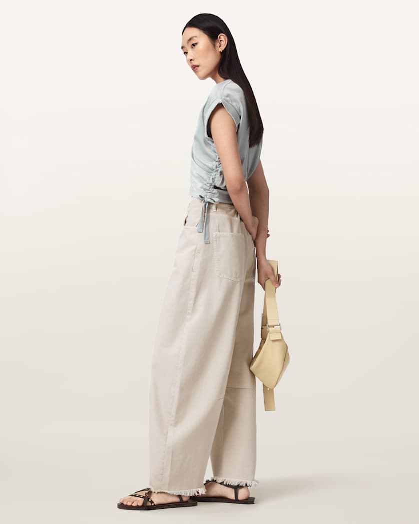 Mira Cropped Satin Drawcord T-Shirt