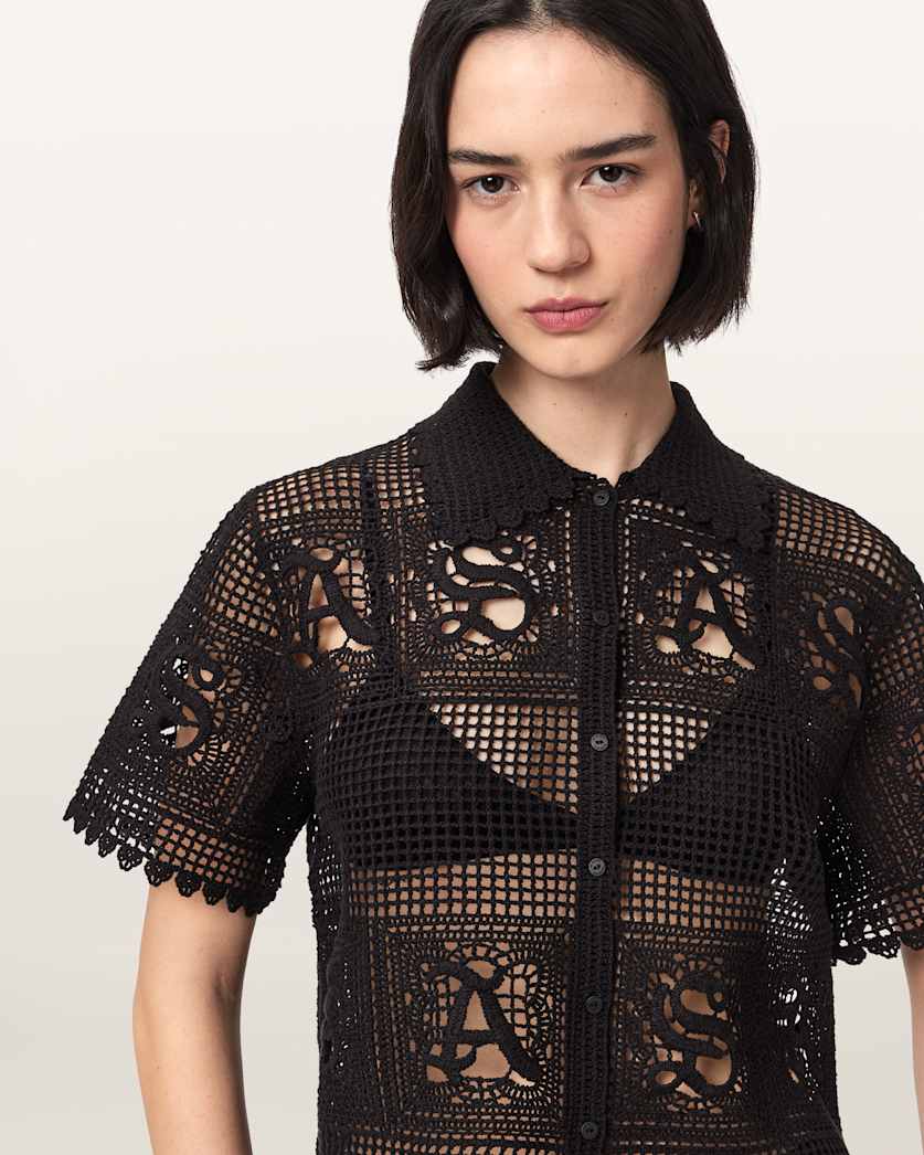Kyra Crochet Cropped Polo