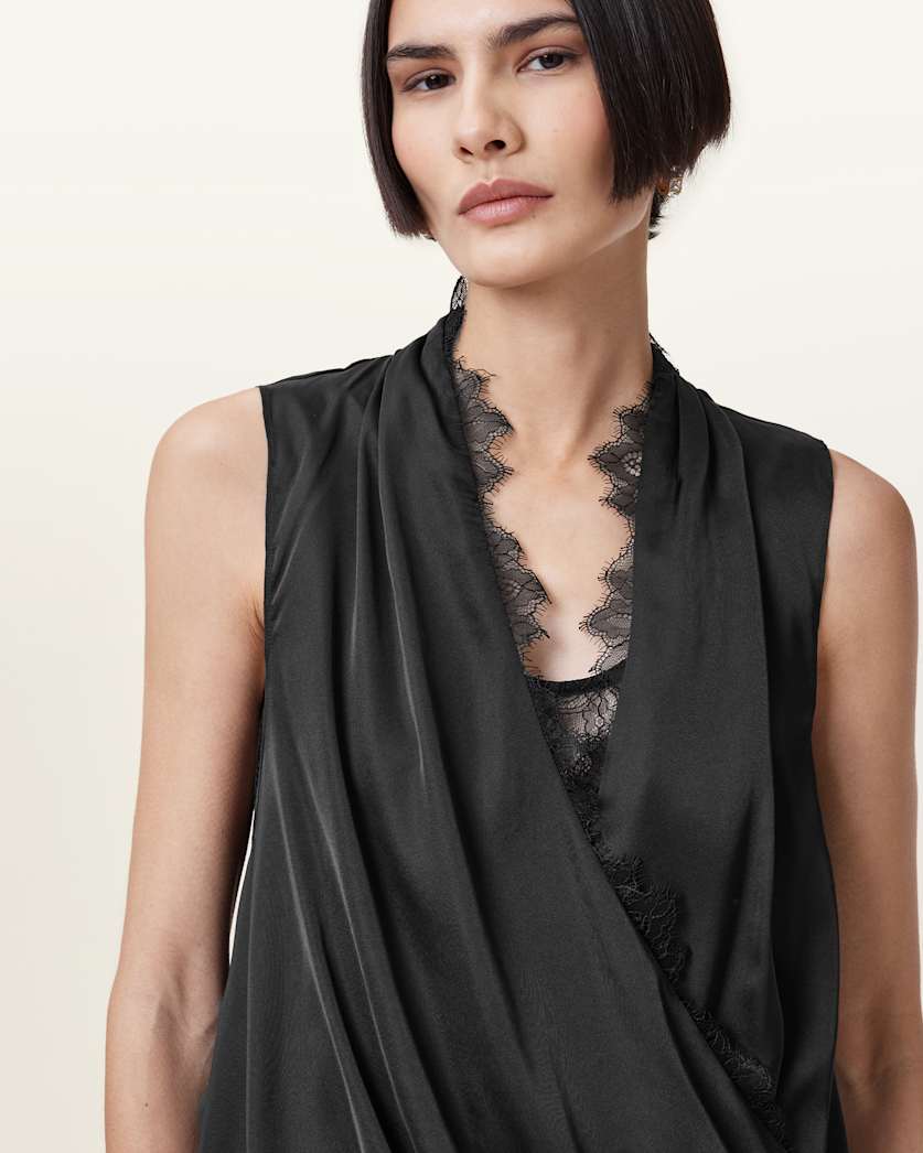 Abi Lace Trim Draped Top