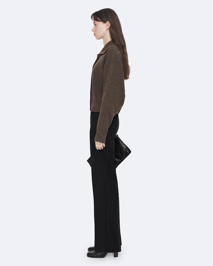 Caron Cropped Merino Wool Cardigan