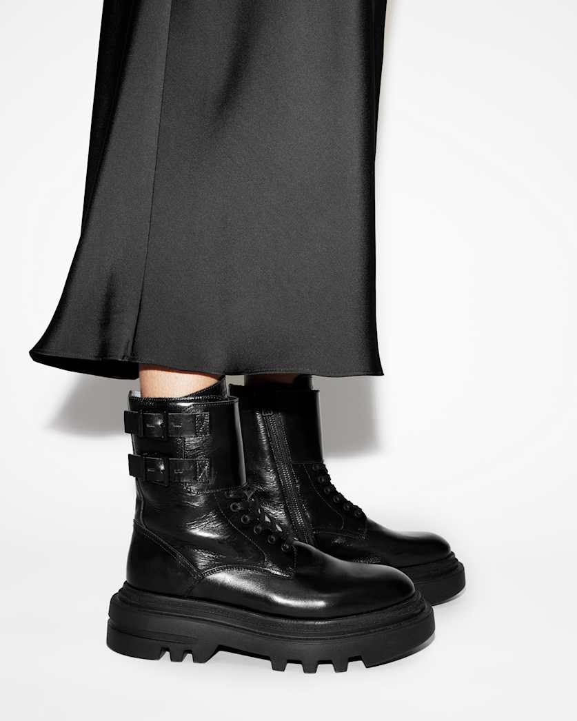 Zoe Lace Up Chunky Leather Boots