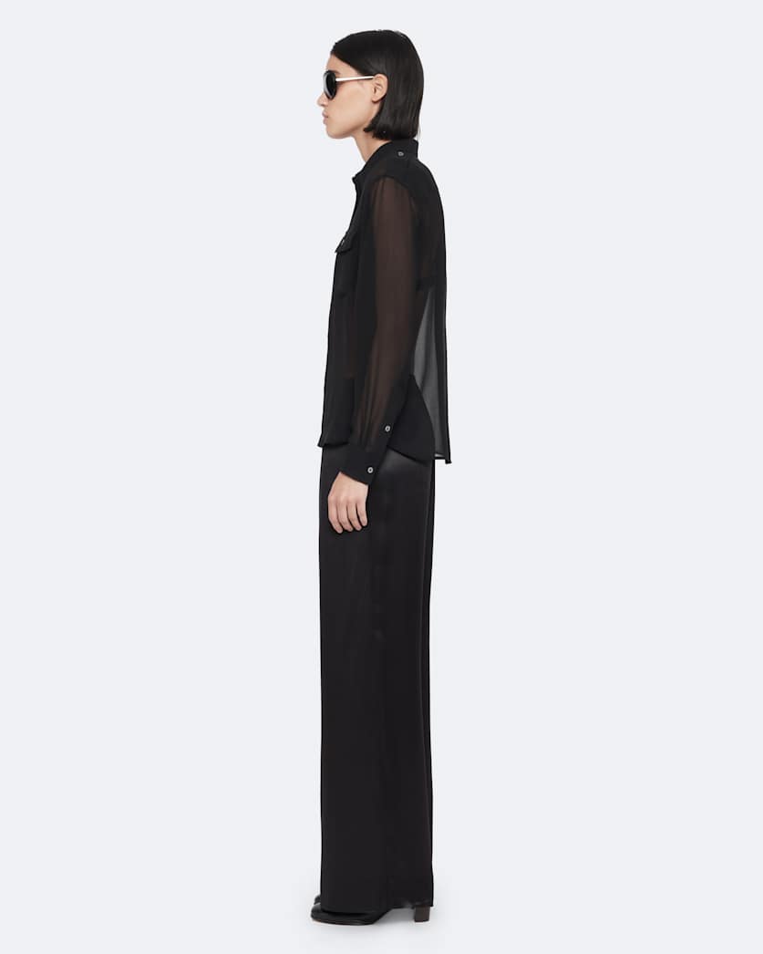 Crepe elasticated wide-leg trousers