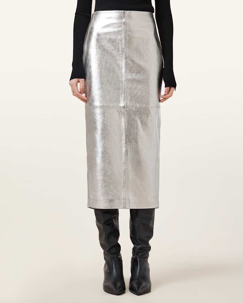Renai Slim Fit Leather Pencil Skirt