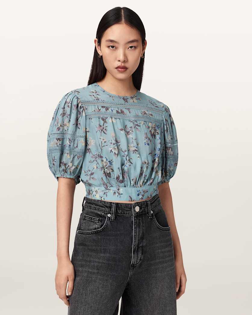 Peony Lace Trim Cropped Top