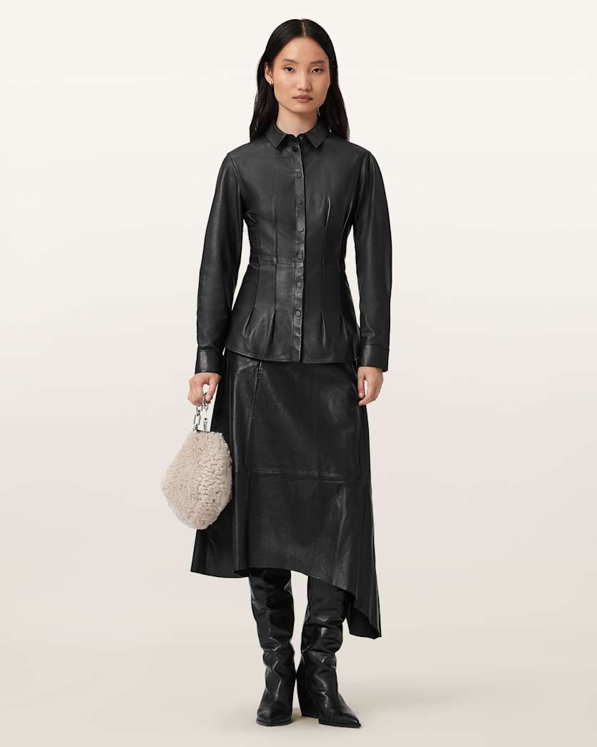 Gia Leather Midi Skirt