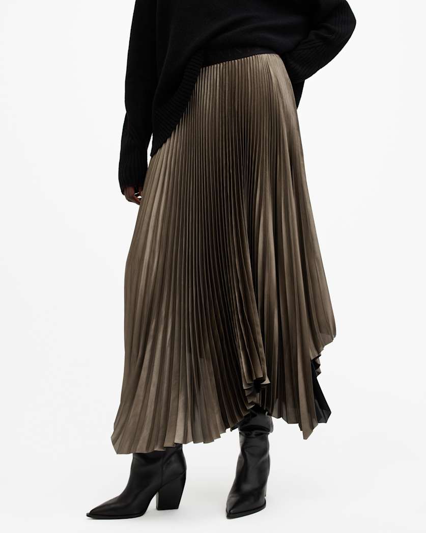 Phia Metallic Asymmetric Maxi Skirt