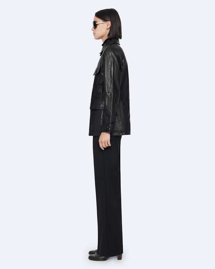 Leather hunting jacket