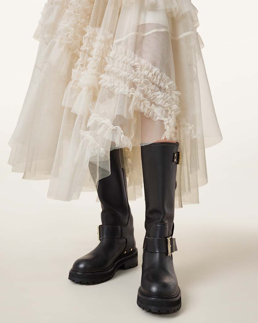 Jen Tulle Asymmetric Maxi Skirt