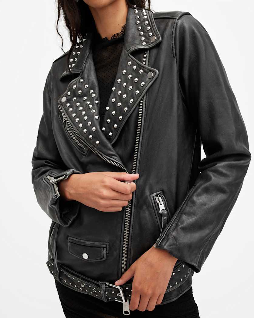 Billie Leather Conical Studded Jacket