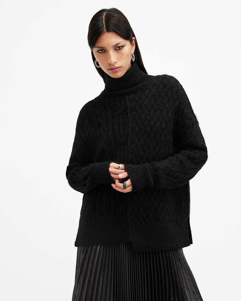 Varla Cable Stitch Roll Neck Jumper
