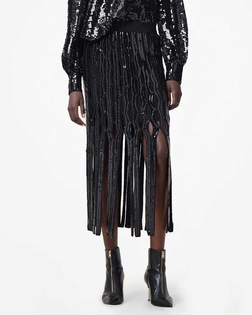 Francesca Embellished Fringe Midi Skirt