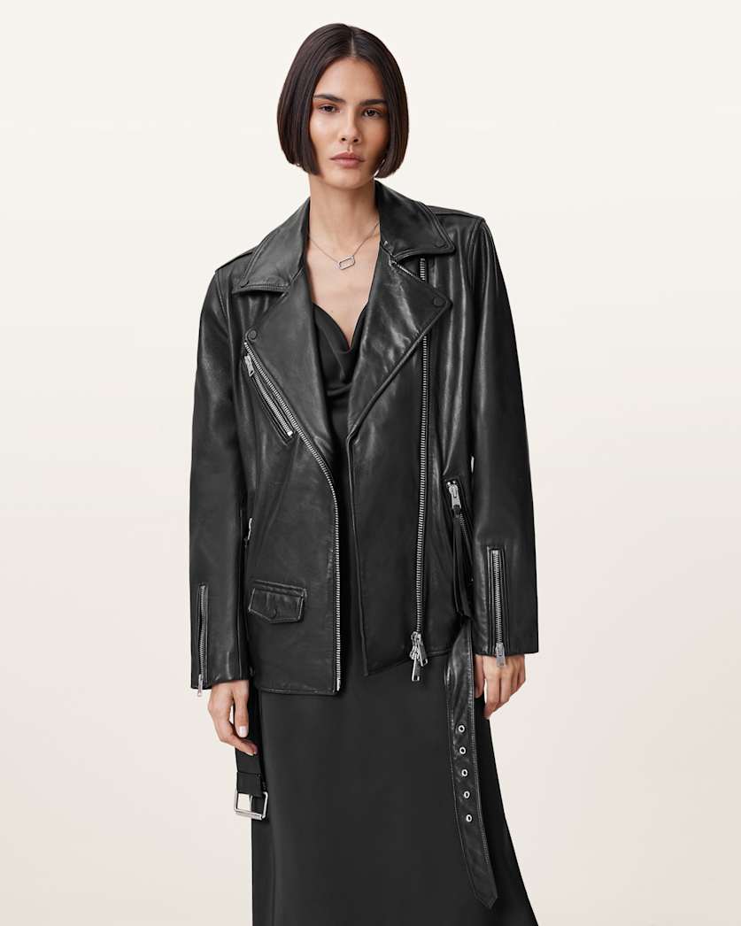 Billie Relaxed Fit Leather Biker Jacket
