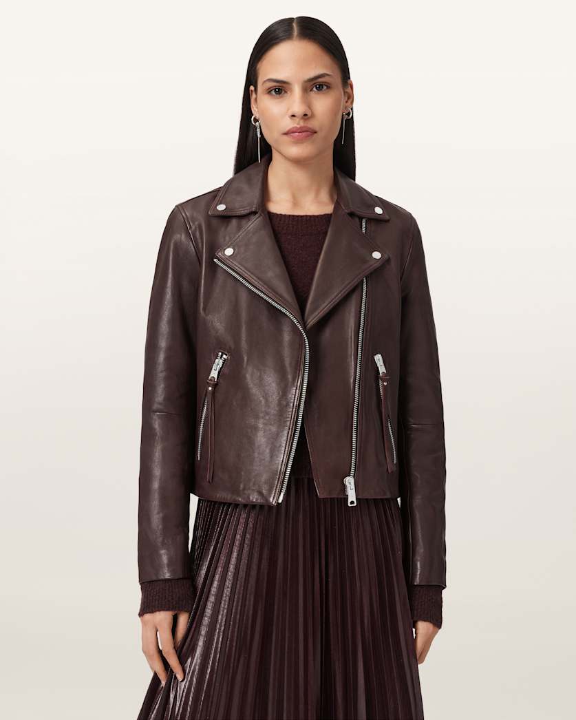 Dalby Slim Fit Leather Biker Jacket