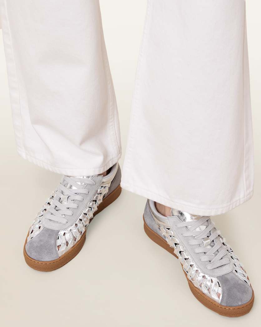 Velma Low Top Round Toe Woven Leather Trainers