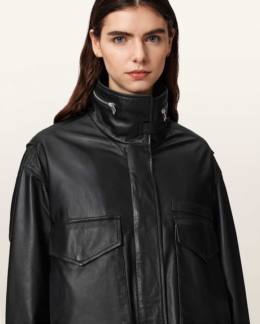 Clay Cropped Leather Jacket